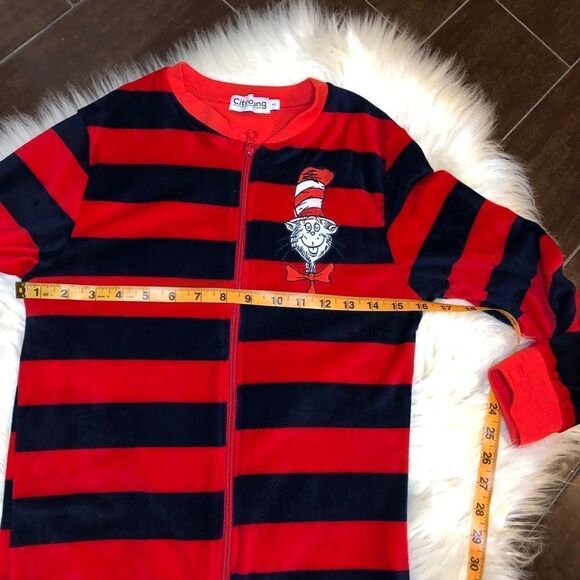 Dr. Seuss red/navy blue striped union onsie sz  small - Picture 5 of 6
